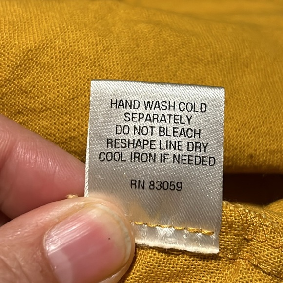 Anthropologie DREW Linen Blend Mustard Jumpsuit Capsule Minimalist, size Medium - Picture 8 of 8